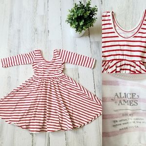 Alice + Ames red and white striped ballet dress